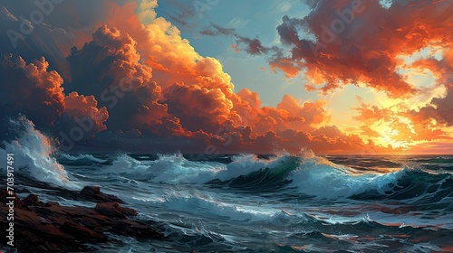 Storm Clouds Over Pacific Ocean Dusk, Background Banner HD