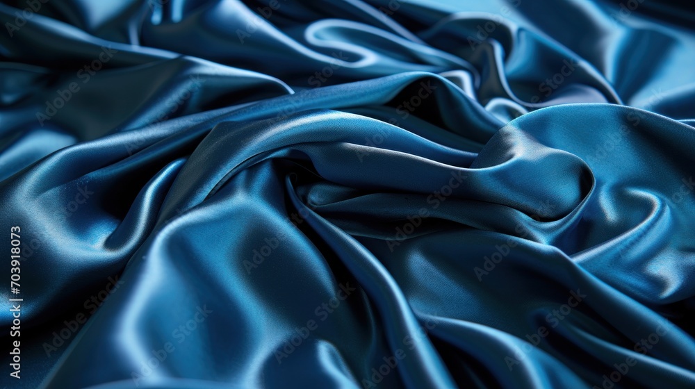 Fototapeta premium Azure Dreams, A Captivating Close-up of the Tranquil Blue Silk Enchanting the Senses