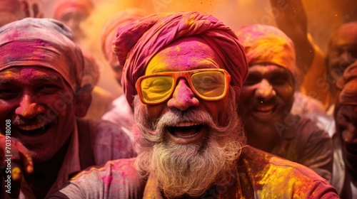 People celebrating the Holi festival of colors in Nepal or India