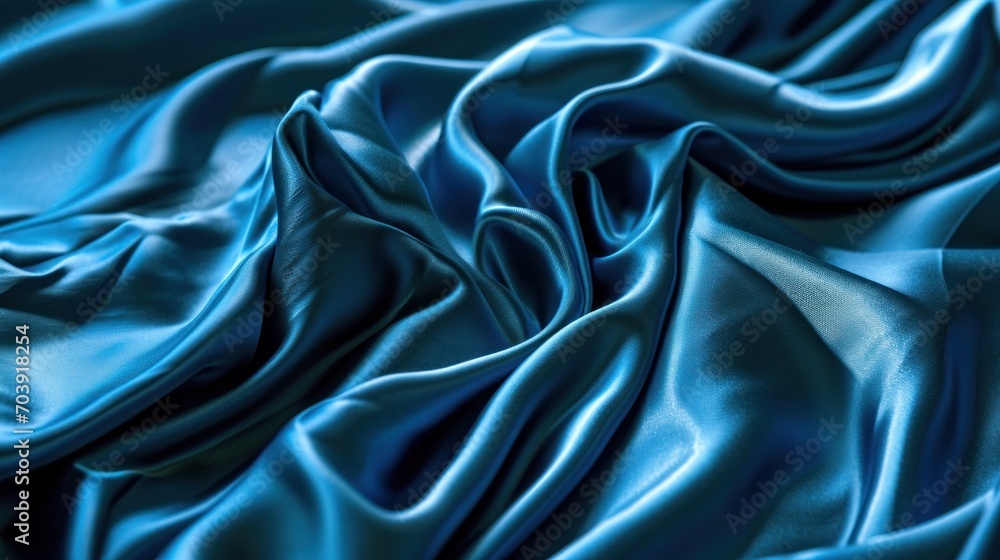 Fototapeta premium Azure Symphony, A Mesmerizing Close Up Journey Into the Enigmatic Depths of Blue Fabric