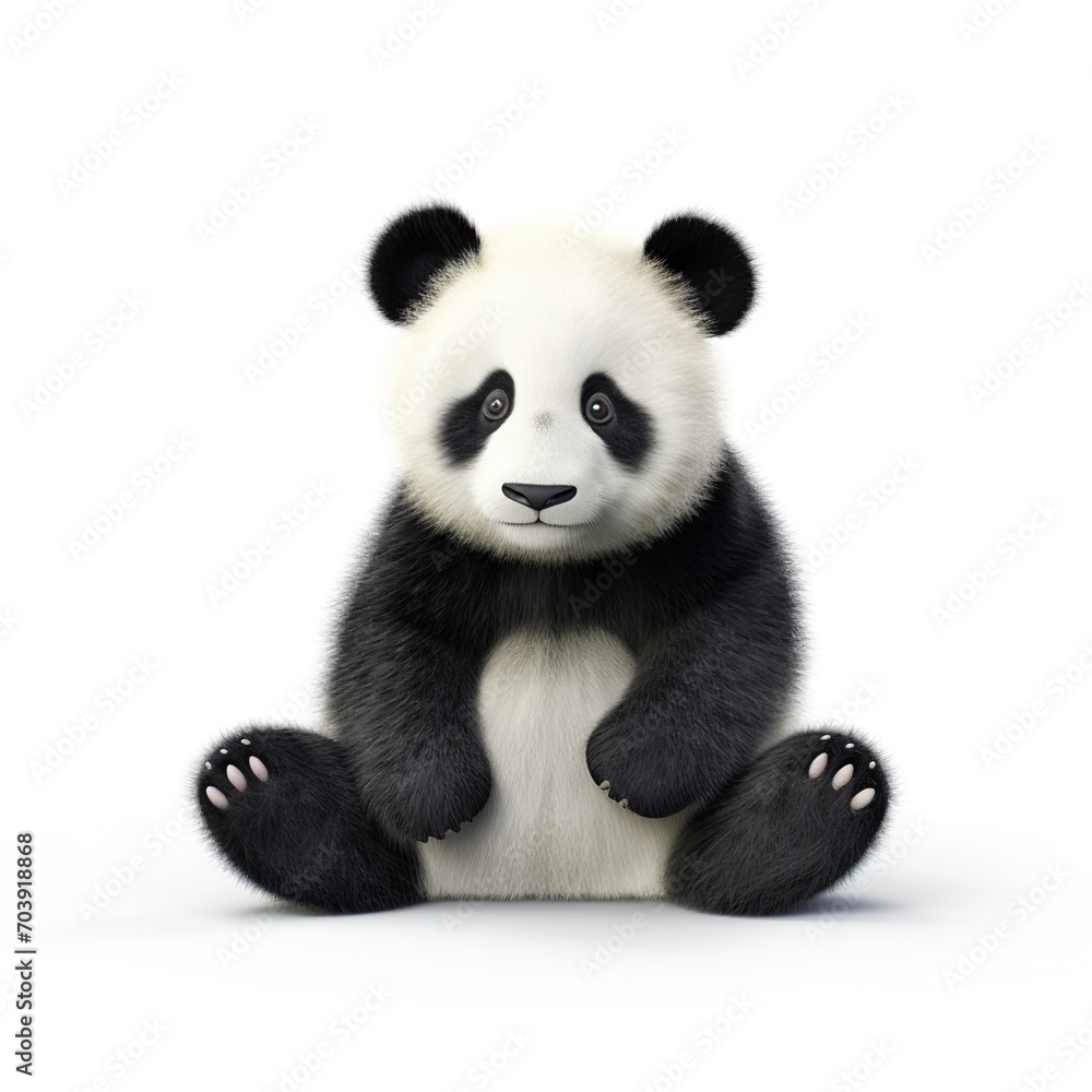 A cute panda sitting down