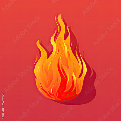 Red Background With Yellow Flame - Abstract Illustration of Fiery Energy