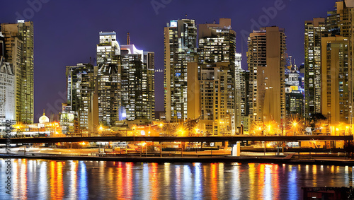 city skyline at night