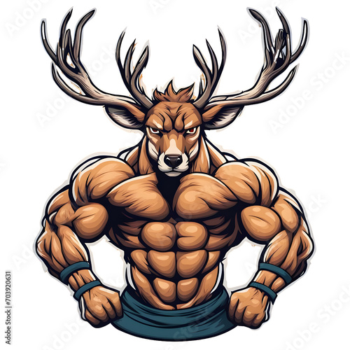 Wallpaper Mural Muscular deer illustration. Suitable for fitness logos, bodybuilders, gym athletes Torontodigital.ca