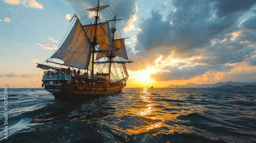 Sunset Clipper Ship - South China Sea
