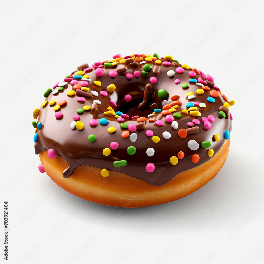a chocolate donut with colorful candies on transparent background created with Generative Ai a chocolate donut with colorful candies on transparent background created with Generative Ai