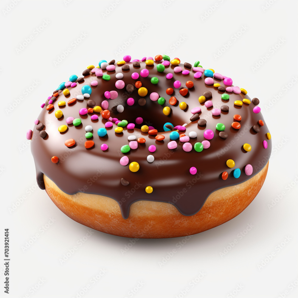 a chocolate donut with colorful candies on transparent background created with Generative Ai a chocolate donut with colorful candies on transparent background created with Generative Ai