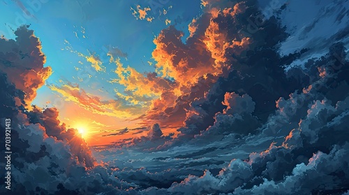 Fototapeta Naklejka Na Ścianę i Meble -  Sun Blue Sky, Background Banner HD