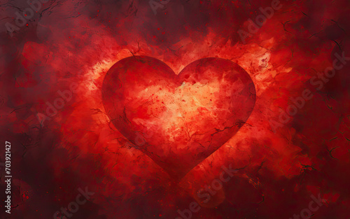 Heart Painting on Red Background - Simple and Striking Minimalist Artwork