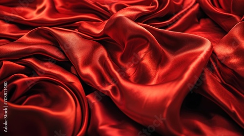 Crimson Symphony, A Captivating Close-up View of a Vibrant Red Fabric, Revealing Tantalizing Textures and Intense Shades