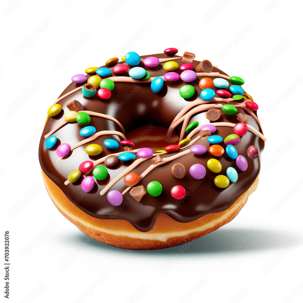 a chocolate donut with colorful candies on transparent background created with Generative Ai a chocolate donut with colorful candies on transparent background created with Generative Ai