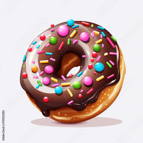 a chocolate donut with colorful candies on transparent background created with Generative Ai © Andrii Yablonskyi
