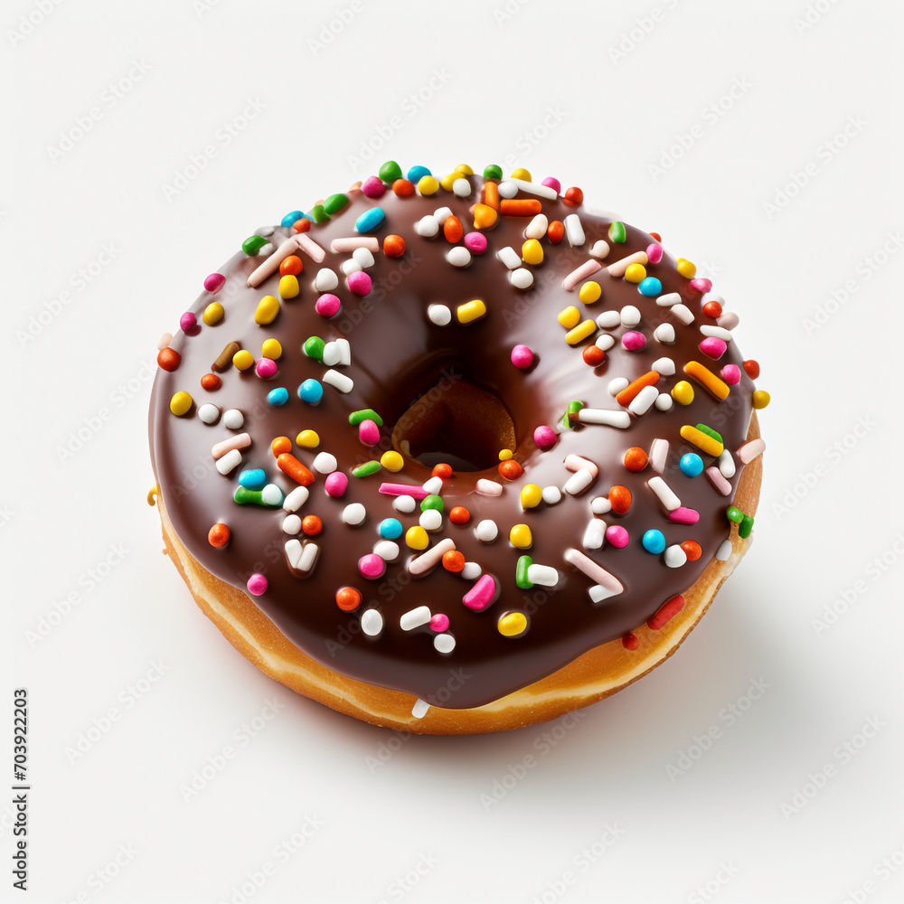 a chocolate donut with colorful candies on transparent background created with Generative Ai a chocolate donut with colorful candies on transparent background created with Generative Ai
