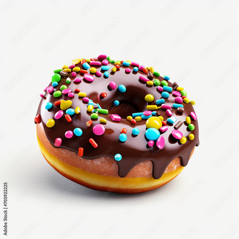 a chocolate donut with colorful candies on transparent background created with Generative Ai a chocolate donut with colorful candies on transparent background created with Generative Ai