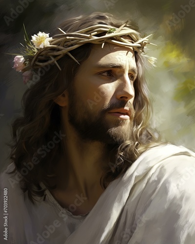 Portrait of a Jesus on a colorful background