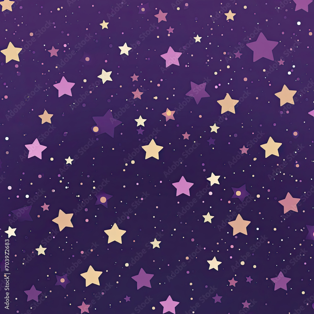 Purple Background With Gold Stars - Sparkling Night Sky for Creative Projects