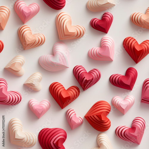 3D Render of Heart-Shaped Paper Craft pattern 