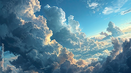 Vertical Image White Clouds Blue Sky  Background Banner HD