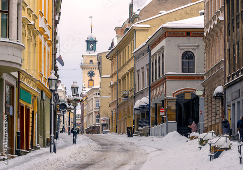 Cieszyn, Poland. Old town on a winter day photo