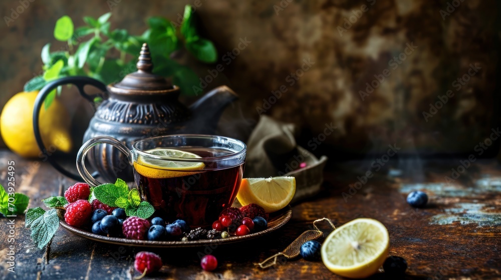 Serenade of Citrus, An Exquisite Symphony of Tea, Lemons, Raspberries, and Blueberries