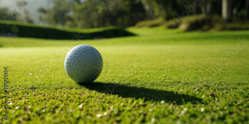 A golf ball on a golf green. Leisure sports.