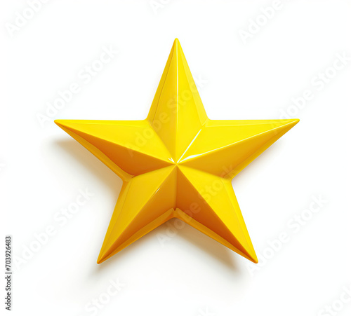 Yellow Origami Star on White Background