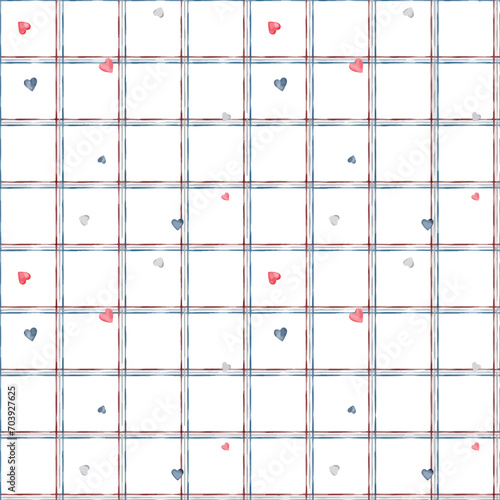 Canvas Print Vector Seamless Lines with heart pattern abstract on isolated background
