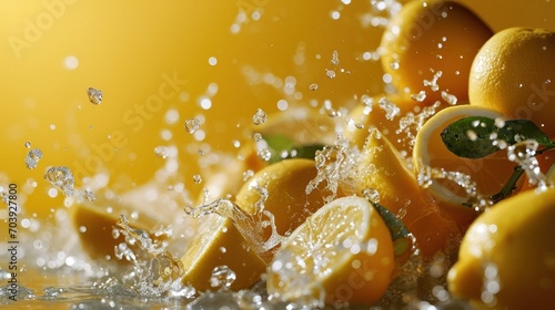 Citrus Tango, A Vibrant Symphony of Floating Lemons in Serene Aquatic Beauty