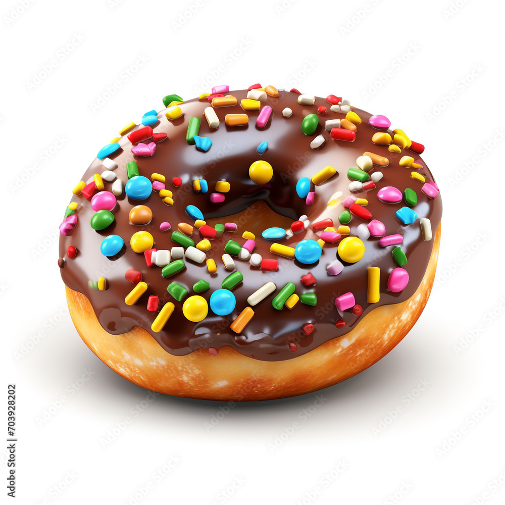 a chocolate donut with colorful candies on transparent background created with Generative Ai a chocolate donut with colorful candies on transparent background created with Generative Ai
