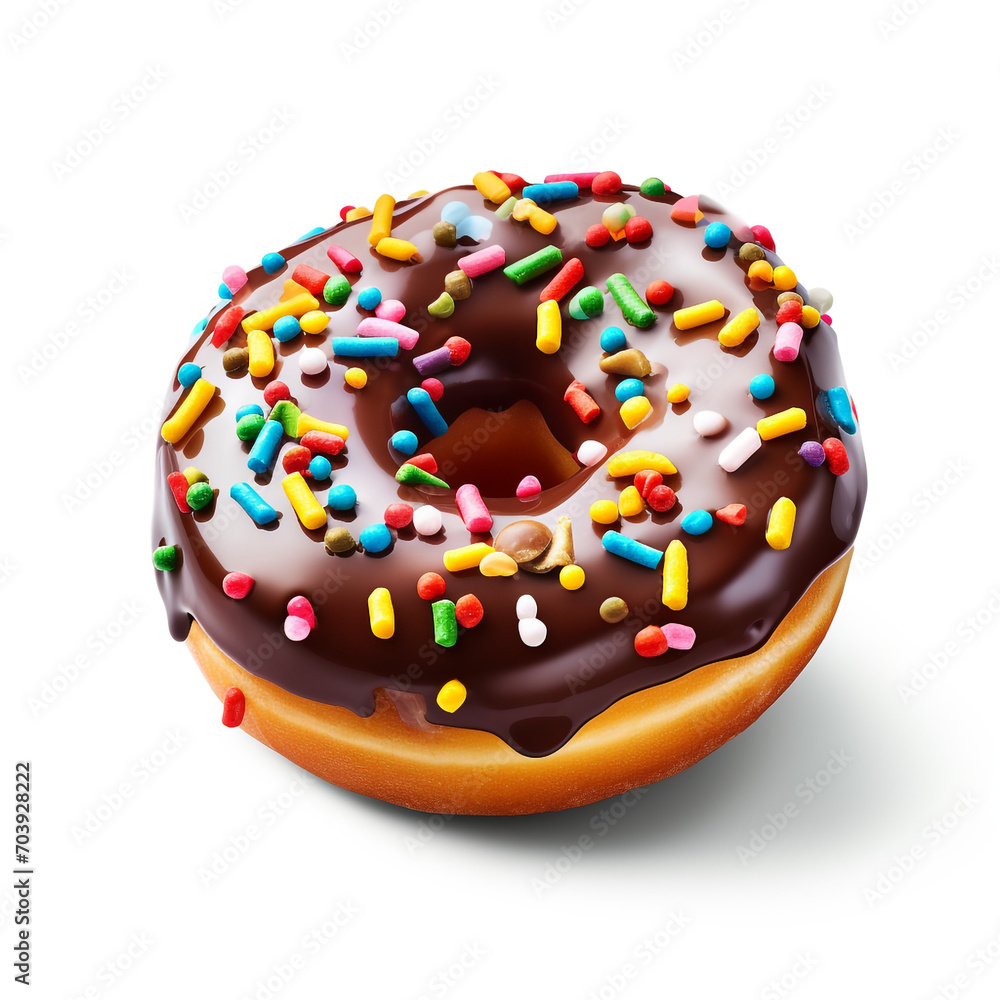 a chocolate donut with colorful candies on transparent background created with Generative Ai a chocolate donut with colorful candies on transparent background created with Generative Ai