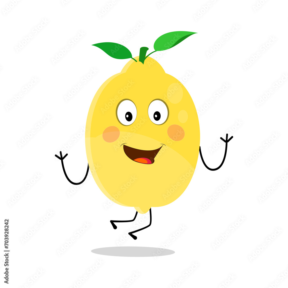 Obraz premium Lemon character design. Vector Illustration Flat Lemon Cute Character expression emotion collection set, minimal style, Raw materials fresh fruit, Mascot product