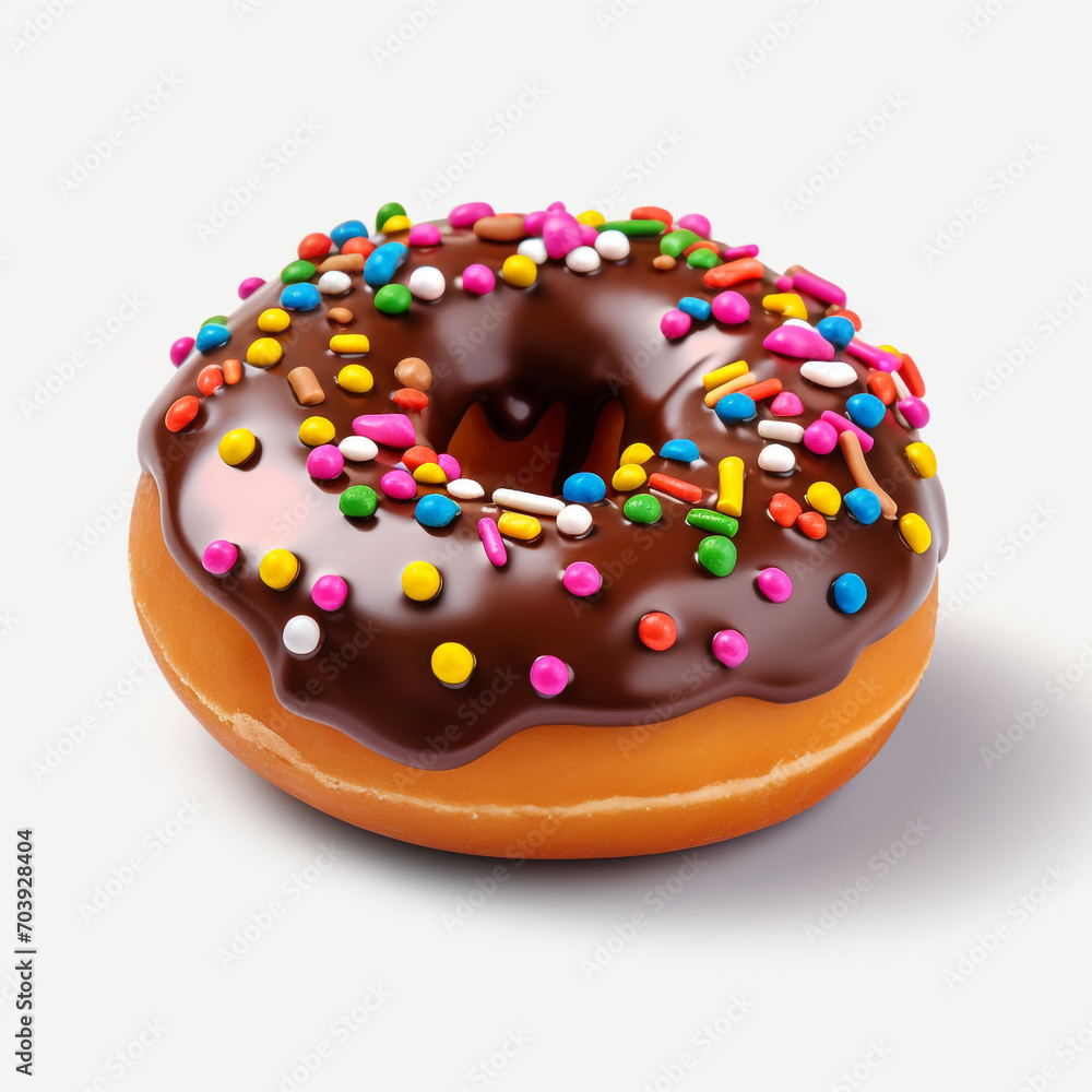 a chocolate donut with colorful candies on transparent background created with Generative Ai a chocolate donut with colorful candies on transparent background created with Generative Ai