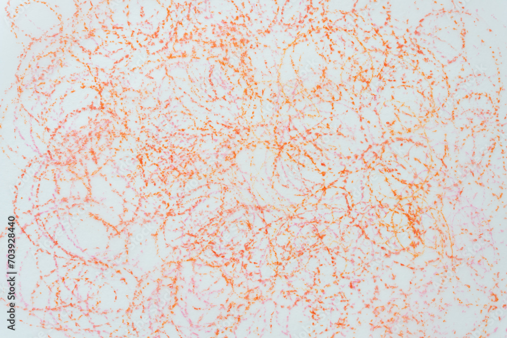 Fototapeta premium curly, mostly orange color pencil texture on tracing paper
