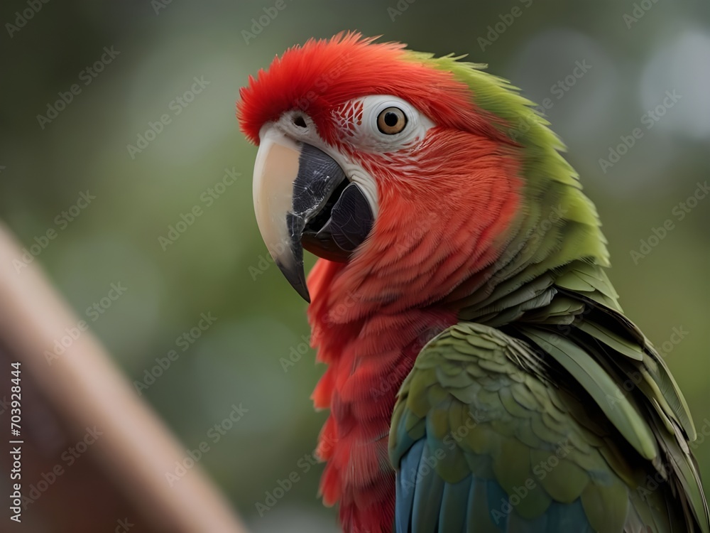 Red and green parrot. Generative AI