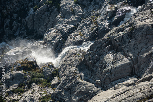 Rhone in den Felsen des Rhonegletschers, Gletsch VS, Goms, Schweiz
