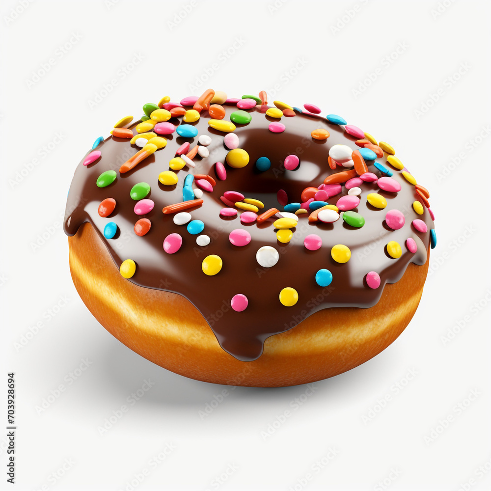 a chocolate donut with colorful candies on transparent background created with Generative Ai a chocolate donut with colorful candies on transparent background created with Generative Ai