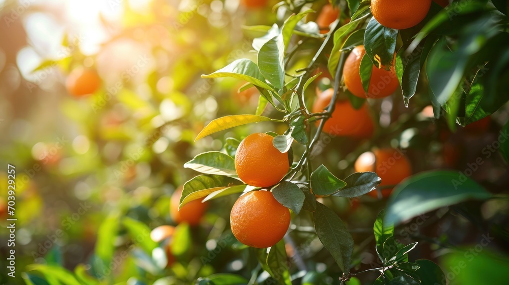 Harvest of Vibrant Citrus Delights, A Lush Tree Bursting With an Abundance of Juicy Ripe Oranges