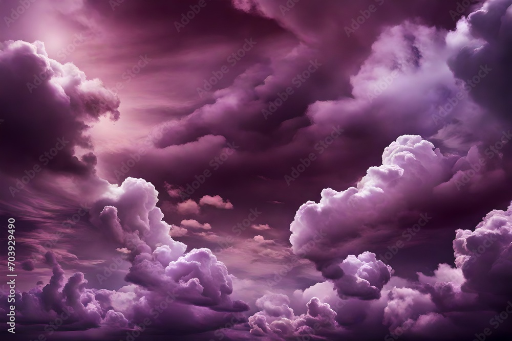 Deep maroon clouds intermingling with soft lavender tones, casting a mysterious and enchanting aura across the heavens.