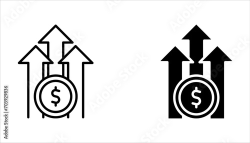 Inflation line icon set. Money tax rate sign. Financial interest symbol on white background