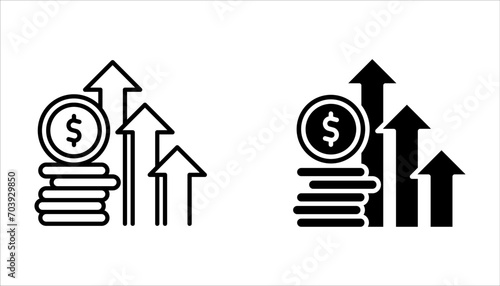 Inflation line icon set. Money tax rate sign. Financial interest symbol on white background