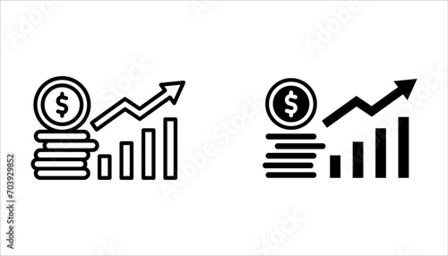 Inflation line icon set. Money tax rate sign. Financial interest symbol on white background