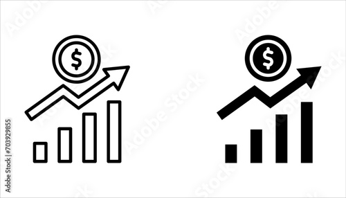 Inflation line icon set. Money tax rate sign. Financial interest symbol on white background