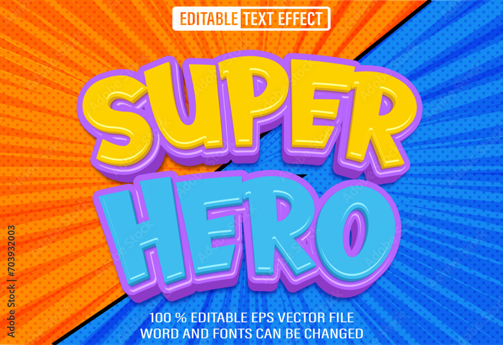 Editable 3d text style effect - Super Hero Comic text effect Template
