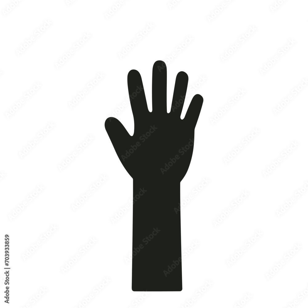 Graphic vector silhouette of a black hand with outstretched fingers. Graphic vector silhouette of a black hand with outstretched fingers.