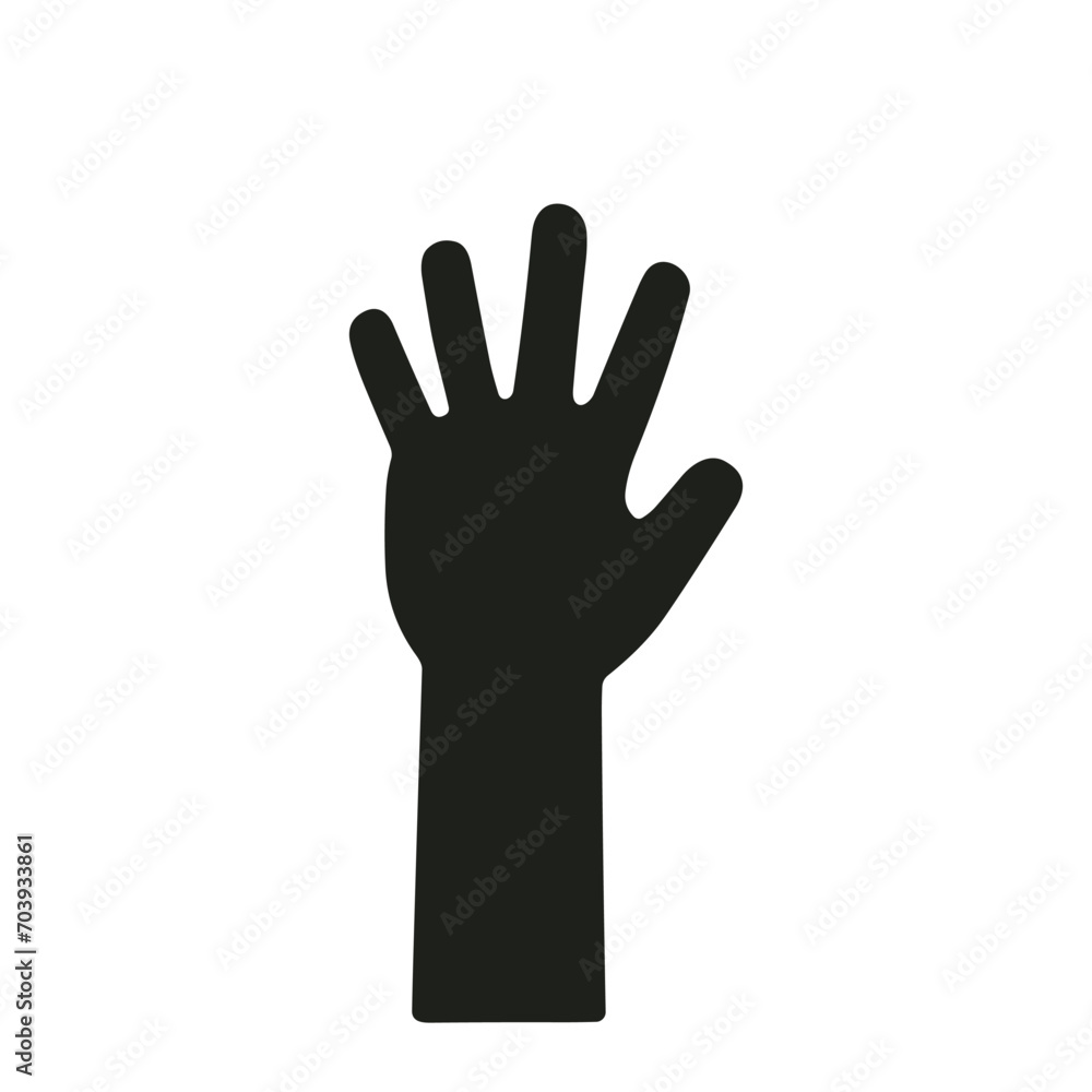 Black silhouette of a hand with outstretched fingers, vector icon. Black silhouette of a hand with outstretched fingers, vector icon.