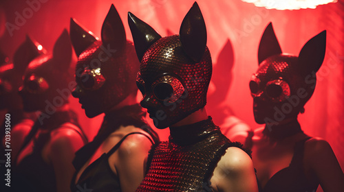 masked latex techno party