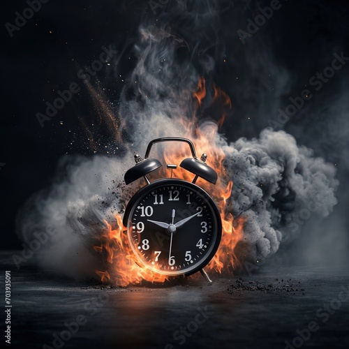 time running out concept  watch with fire  smoke  time out  generative ai