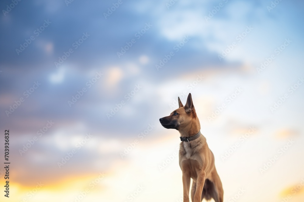 single dingo silhouette against sunset sky single dingo silhouette against sunset sky