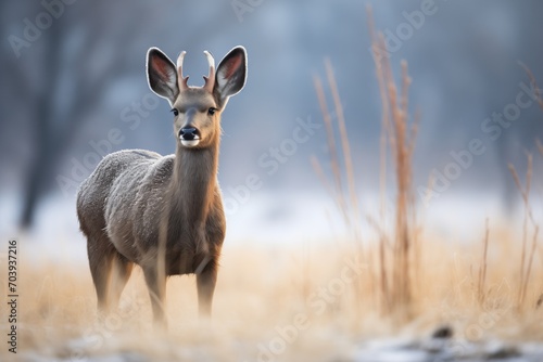frost-covered duiker during a chilly morning photo