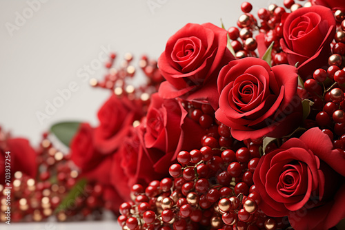 Red roses bouquet  festive roses